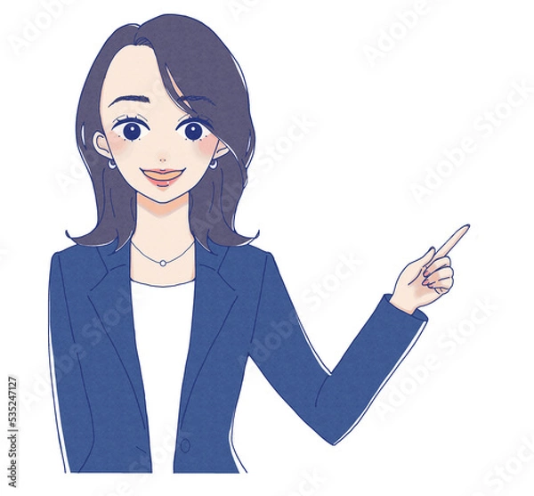 Fototapeta 片手で指差しして説明する女性