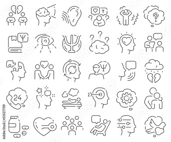 Fototapeta Psychology line icons collection. Thin outline icons pack. Vector illustration eps10