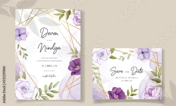 Obraz Beautiful purple flower wedding invitation card design