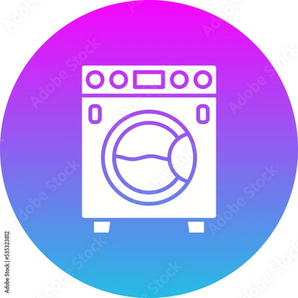 Fototapeta Washing Machine Gradient Circle Glyph Inverted Icon