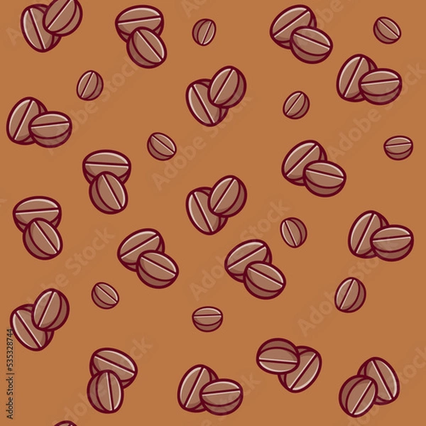 Fototapeta Vector seamless pattern with close-up coffee beans. Background on coffee theme.