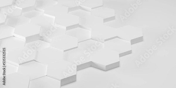 Obraz White abstract hexagons geometric texture background.