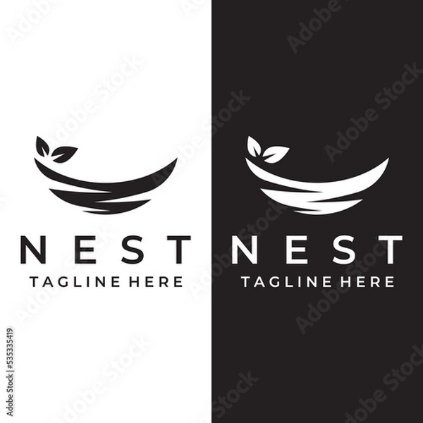Fototapeta Bird's nest hipster logo creative design vector illustration template.