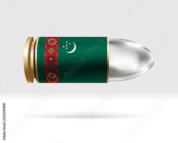 Fototapeta Turkmenistan flag on bullet. A bullet danger moving through the air. Flag template. Easy editing and vector in groups. National flag vector illustration on background.