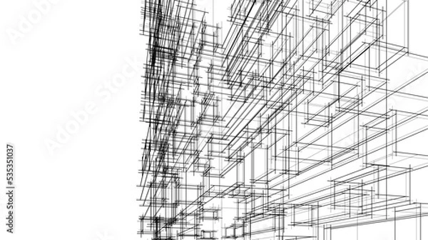 Fototapeta Abstract architectural drawing 3d illustration