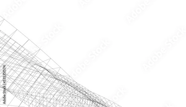 Fototapeta Abstract architectural drawing 3d illustration