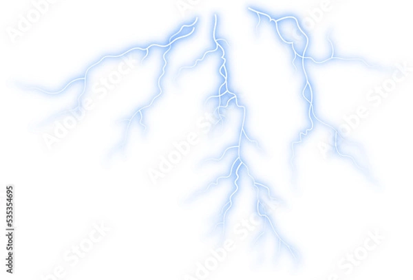 Obraz Illustrated glowing lightning isolated on white background.