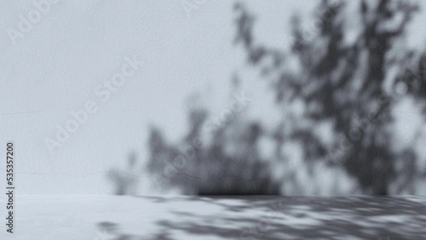 Fototapeta 3D image of White concrete place background with nature gobo shadows
