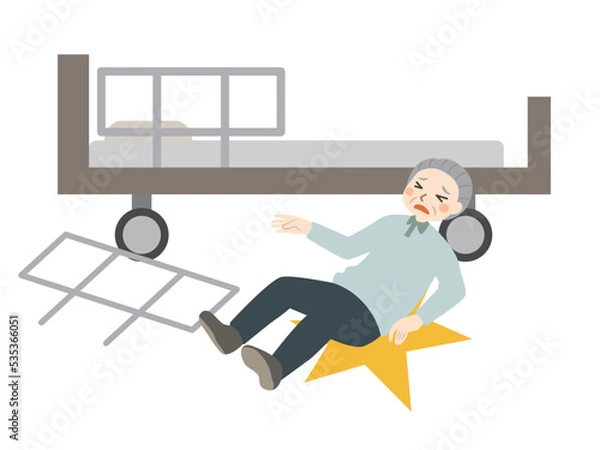 Fototapeta 高齢者　転倒　ベッド