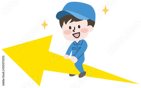 Obraz やじるしに乗る作業員