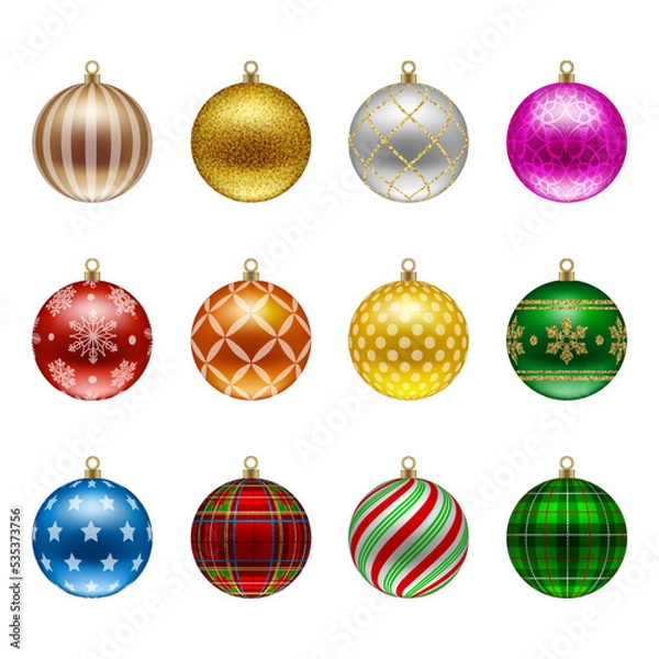 Fototapeta set of christmas balls with decorations