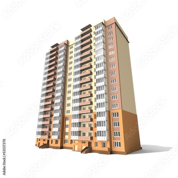 Obraz Modern building on white background, 3D render.