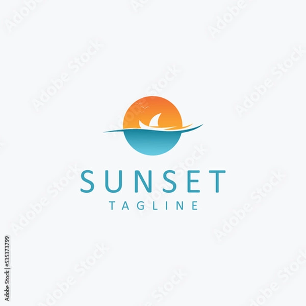 Obraz Sunset logo design icon tamplate