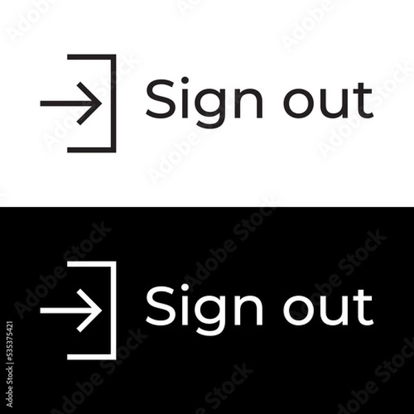 Fototapeta Sign out menu icon vector in clipart style