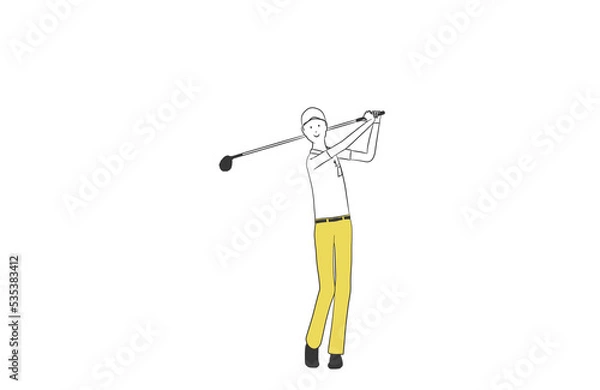 Fototapeta ゴルフをする男性のシンプルなイラスト