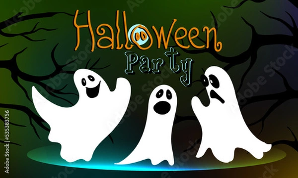 Obraz Halloween party. Vector banner with ghosts.
