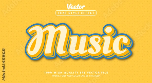 Fototapeta Editable text effect, Music text with vintage color style and layered style
