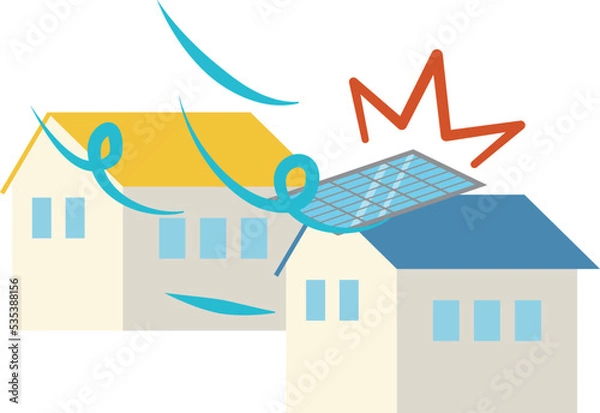 Fototapeta 太陽光パネル　強風　飛ぶ