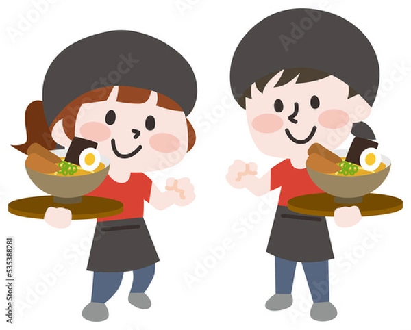 Fototapeta ラーメン屋の店員さんのイラスト