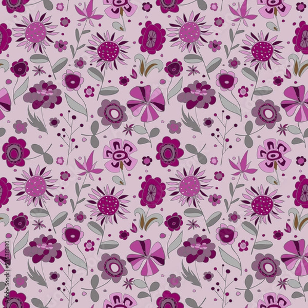 Fototapeta Pattern with violet flowers