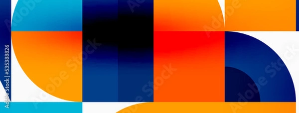 Fototapeta Minimal geometric abstract background. Circle square and triangle design. Trendy techno business template for wallpaper, banner, background or landing