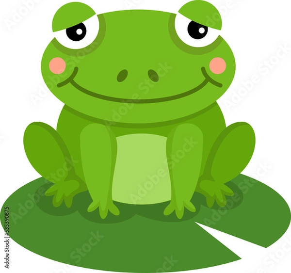 Fototapeta Cartoon frog on lotus leaf