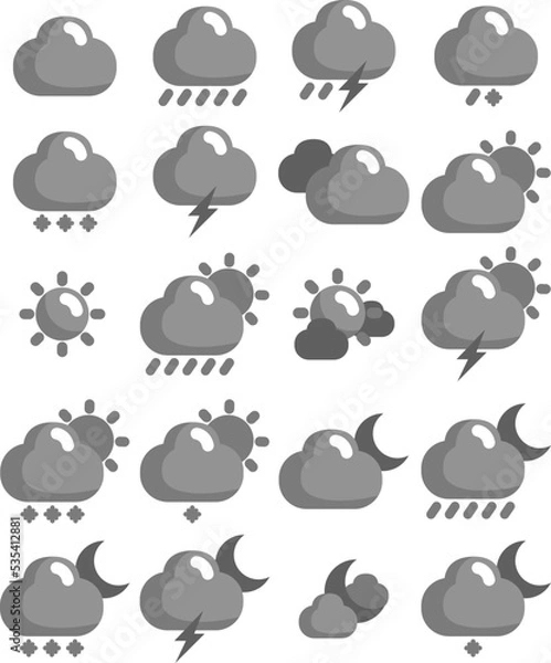 Obraz Weather icon set, illustration, vector on a white background.