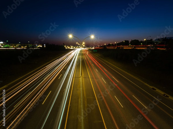 Obraz traffic on highway in edmonton at night
