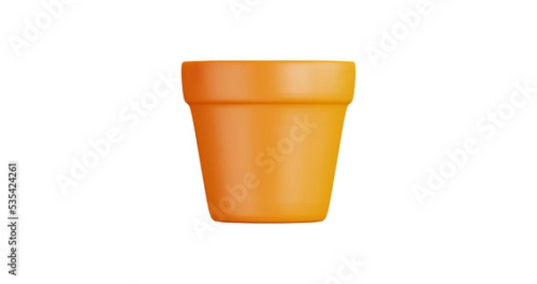 Obraz 3D cartoon user interface illustration of a flower pot icon on an isolated background. With studio lighting and a gradient colourful texture. 3D rendering