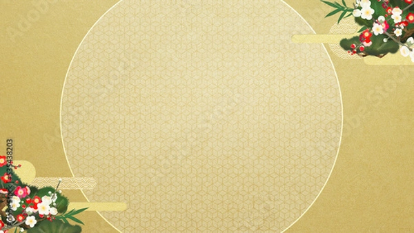 Obraz Oriental golden background material depicting auspicious things