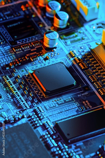 Obraz Electronic circuit board close up.	