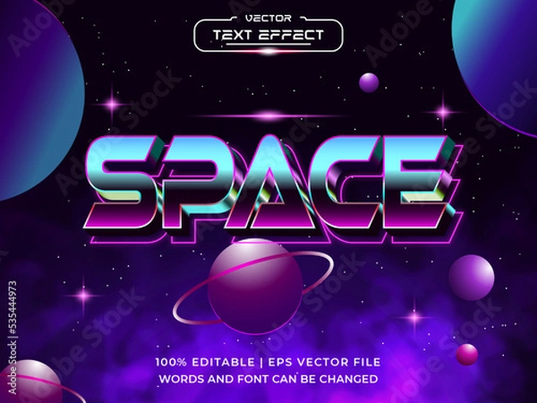 Obraz Space 3d Editable text effect  with Planet Background