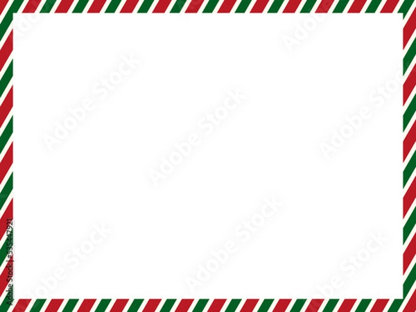 Fototapeta クリスマスカラーのストライプ背景フレーム
