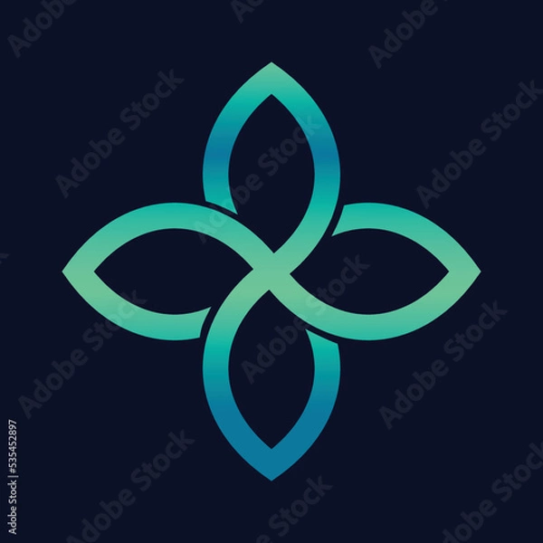 Fototapeta Abstract linear leaf logo icon design modern minimal style illustration vector