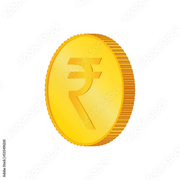 Obraz Rupee. 3D isometric Physical coin.