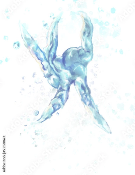 Obraz The water hand of an unknown creature sprays water in different directions after being shaken or hit