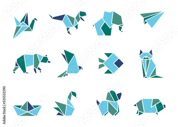 Fototapeta Origami Animals Vector