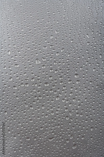 Obraz water drops on metalilc surface