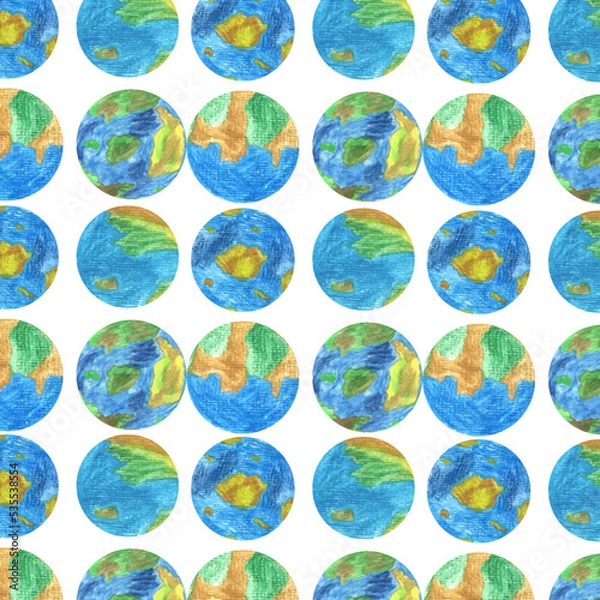 Obraz earth pattern watercolor round planet