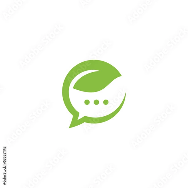 Fototapeta Leaf chat logo design template