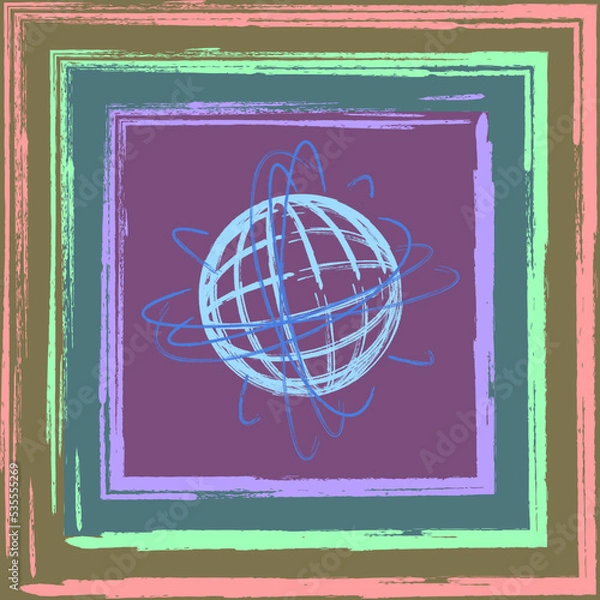 Obraz Global network illustration in comic style. Cyber world vector cartoon icon in frame. Metaverse in virtual reality. Pastel colors.