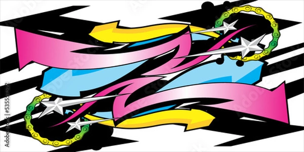 Fototapeta racing background vector design with a unique pattern of stripes and arrows in bright colors. suitable for your racing design