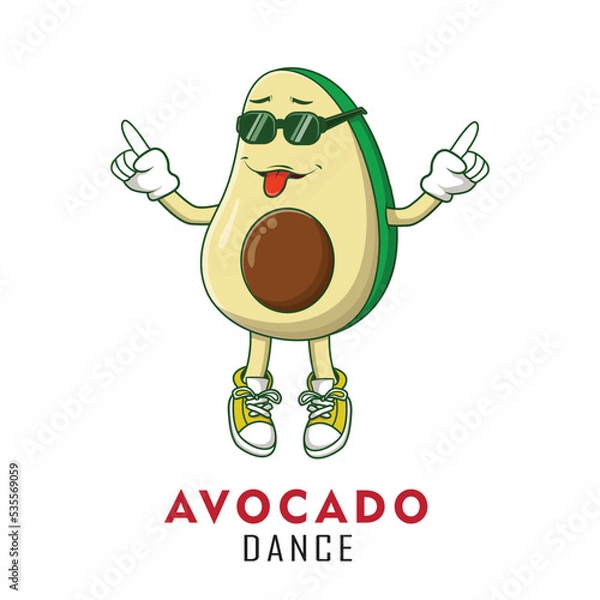 Fototapeta Avocado dance maskot design logo 