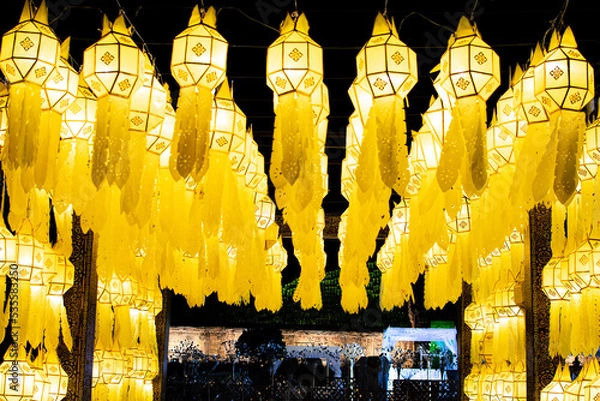 Obraz Background picture of multi colored paper lantern in night