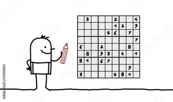 Obraz man & sudoku 
