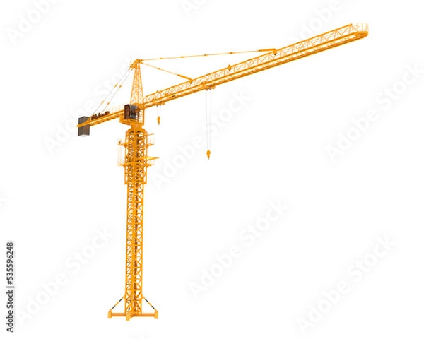 Obraz Construction crane on transparent background. 3d rendering - illustration