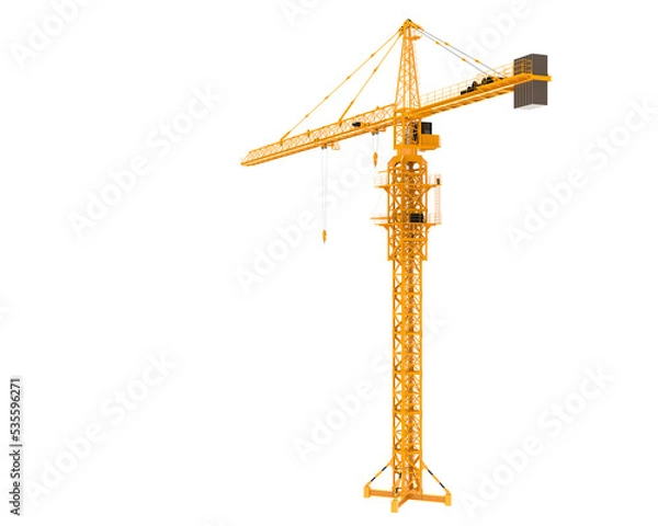 Obraz Construction crane on transparent background. 3d rendering - illustration