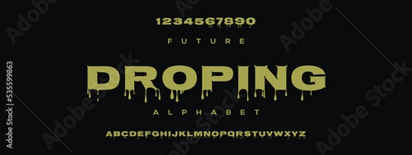 Fototapeta DROPING new minimal tech Letter Alphabet Fonts Logo design and Luxury vector typeface design. Great artwork.