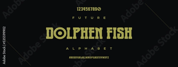Fototapeta DOLPHEN FISH new minimal tech Letter Alphabet Fonts Logo design and Luxury vector typeface design. Great artwork.