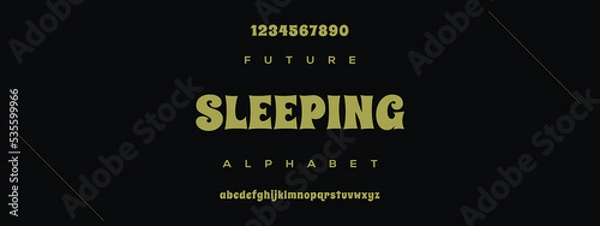 Fototapeta SLEEPING new minimal tech Letter Alphabet Fonts Logo design and Luxury vector typeface design. Great artwork.